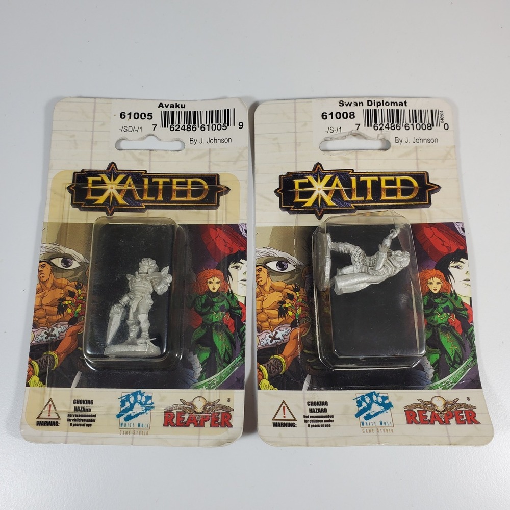 2 Exalted Metal Miniatures Avaku Swan Diplomat Lot Reaper White Wolf OOP